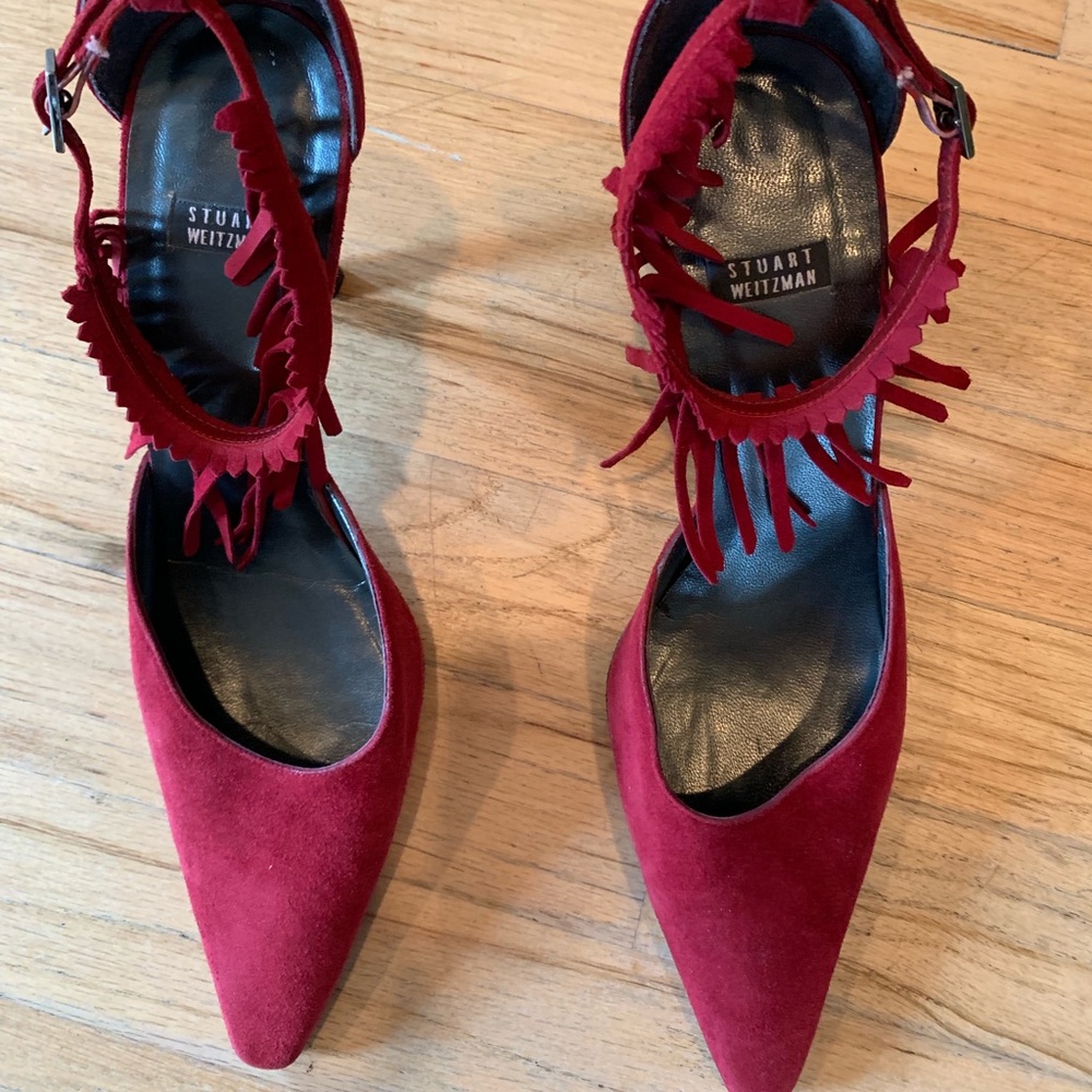 Stuart Weitzman burgundy suede heels